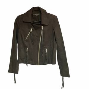 Timo Weiland Black Fringe Moto Jacket